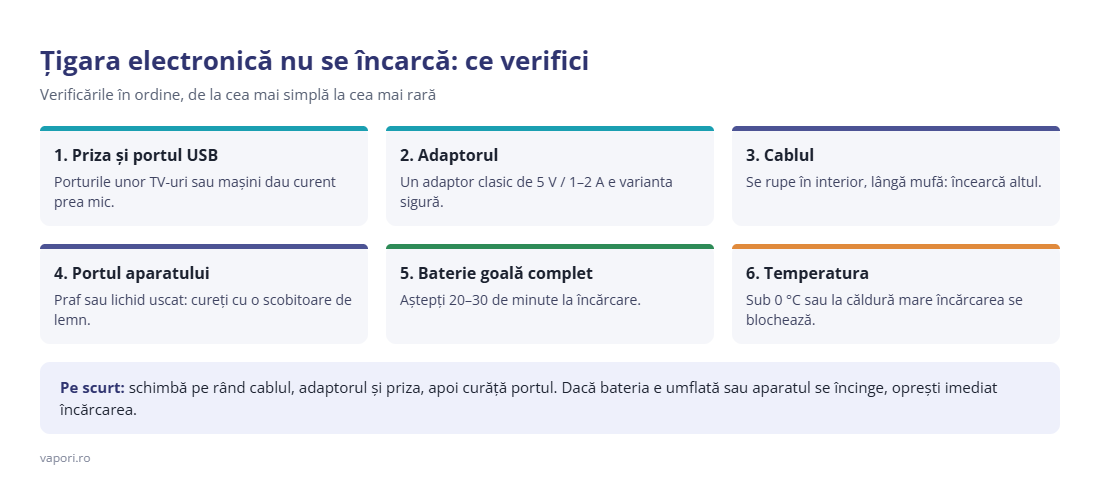 Țigara electronică nu se încarcă: ce verifici
